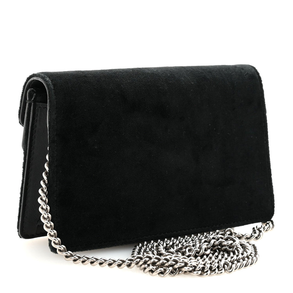 Gucci Velvet Super Mini Dionysus Shoulder Bag Black
