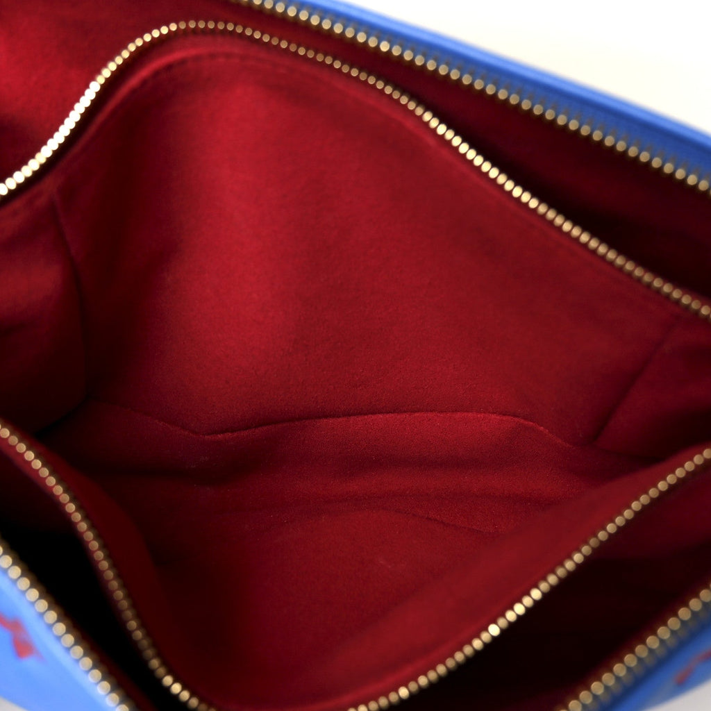 Louis Vuitton Lambskin Embossed Monogram Vuittamins Coussin PM Blue Red