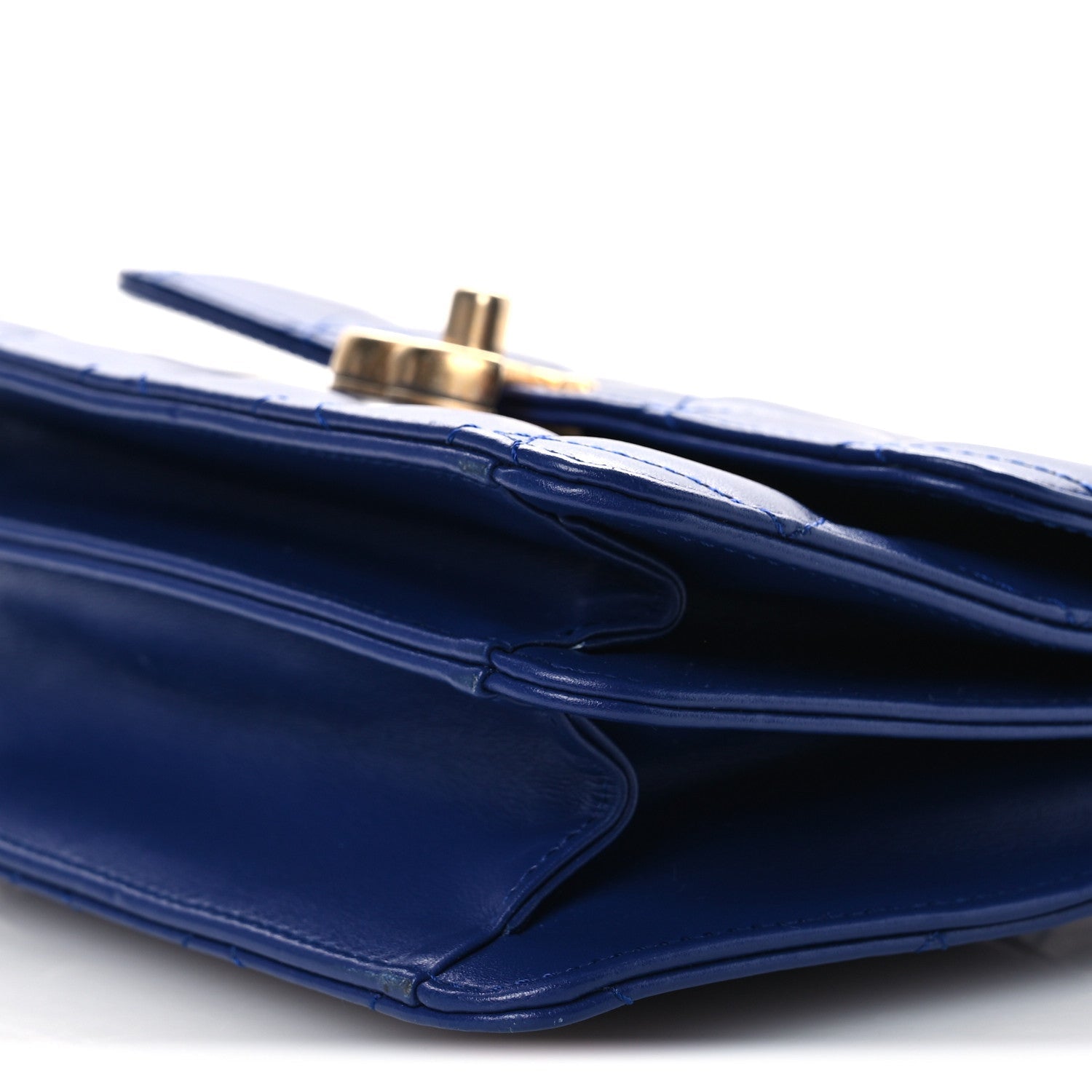 Chanel Calfskin Quilted Small Dual Handle Chain Flap Bag  Blue
