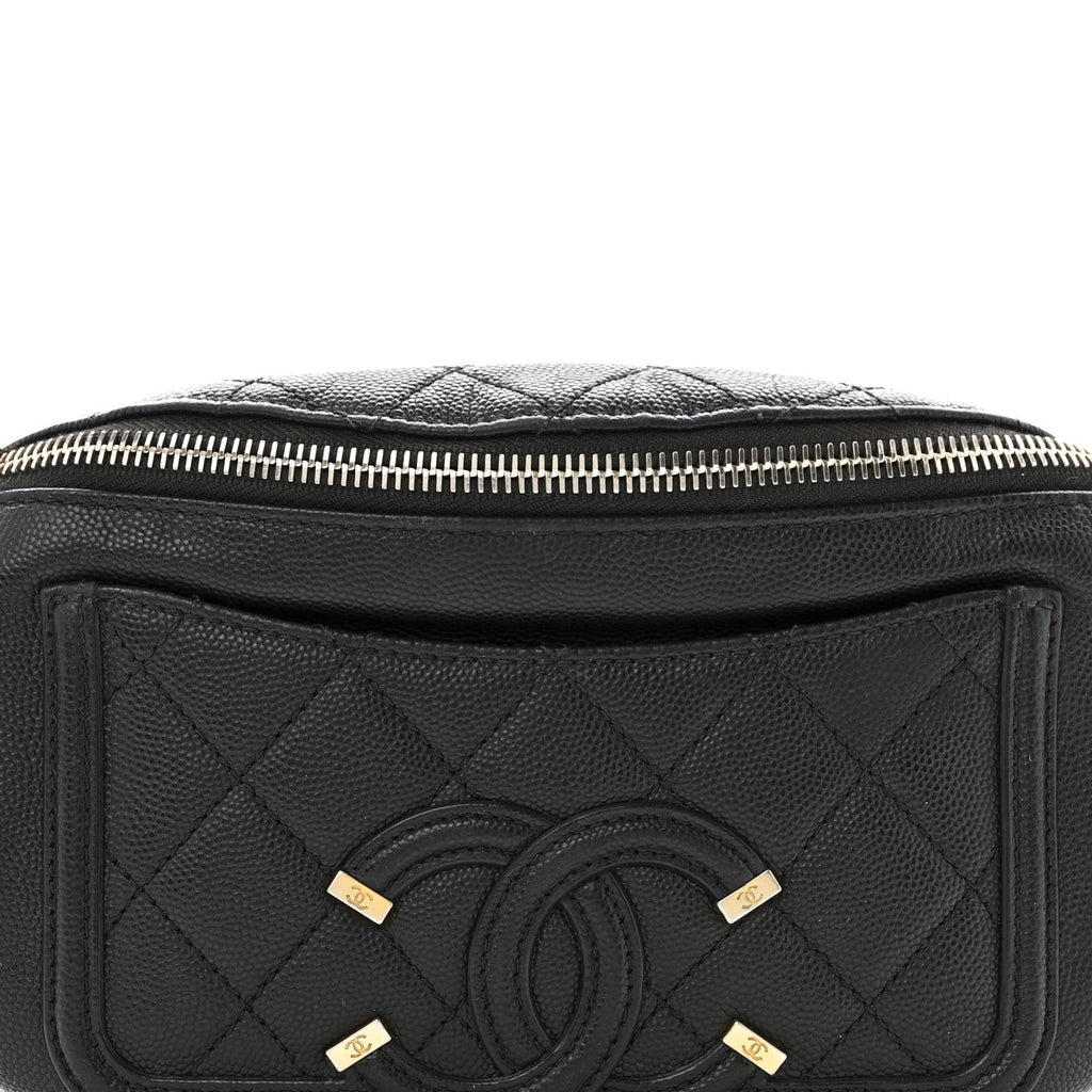 Chanel Caviar Quilted Filigree Waist Bag Black