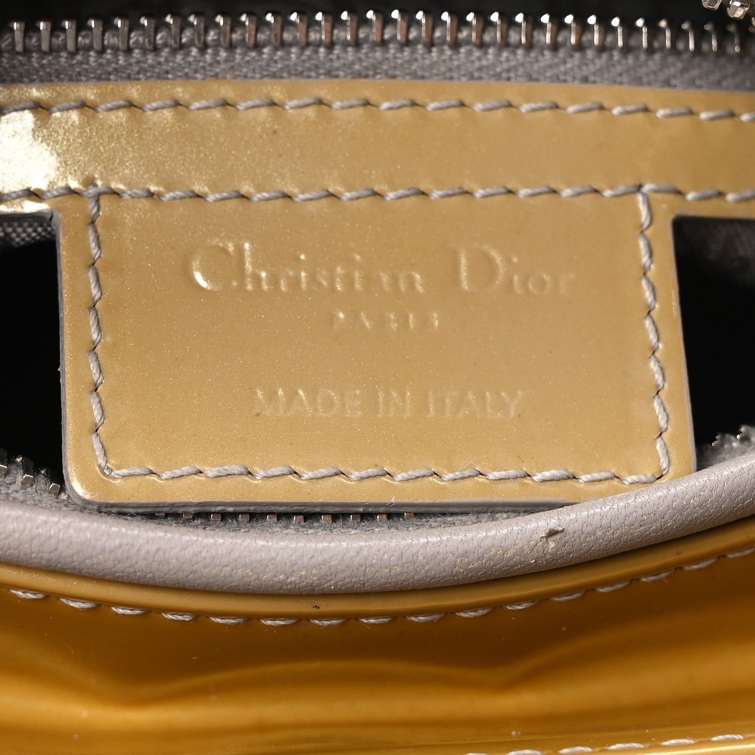 Christian Dior Patent Cannage Medium Lady Dior Beige