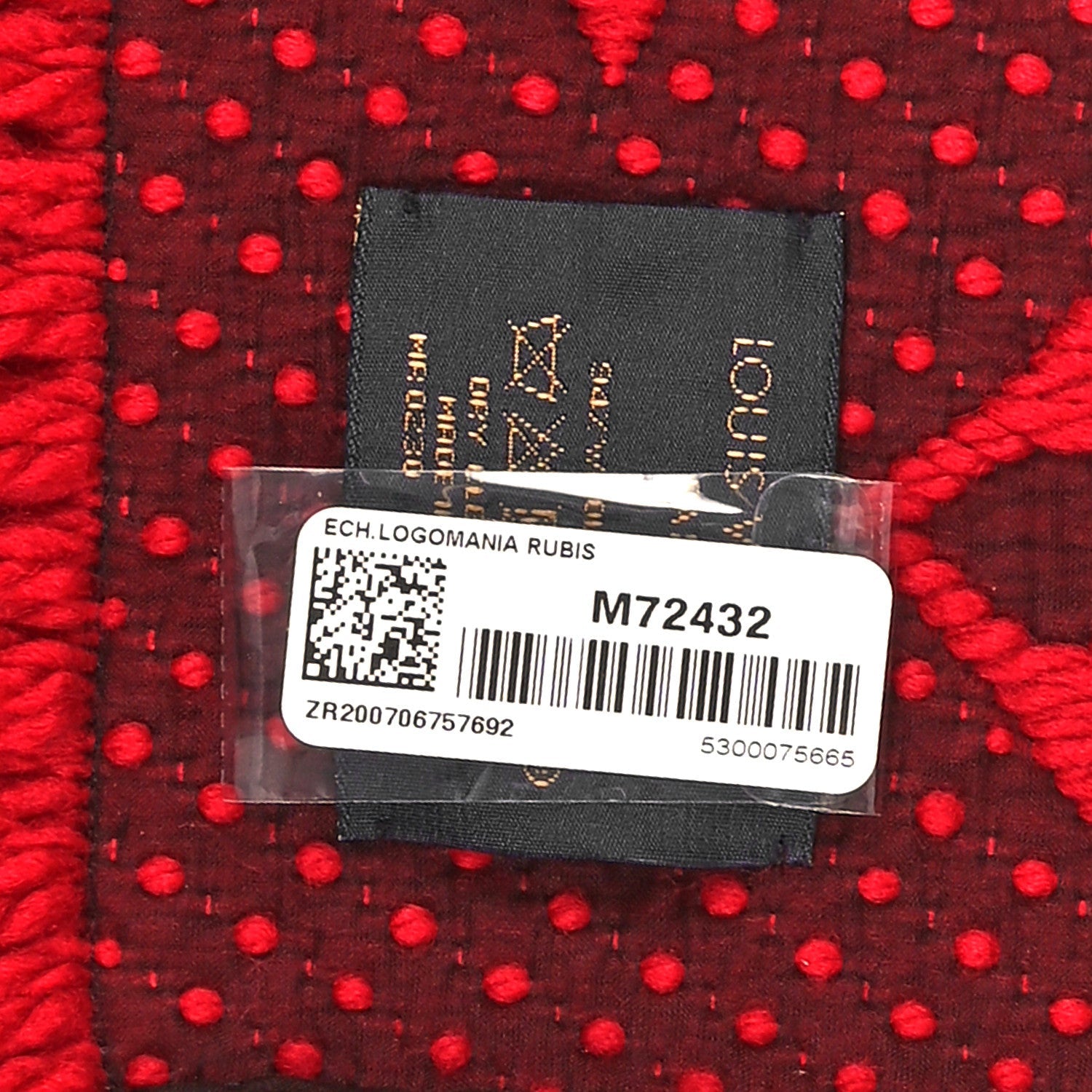 Louis Vuitton Wool Silk Logomania Scarf Rubis