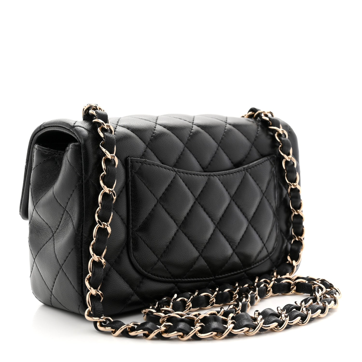 Chanel Lambskin Quilted Mini Rectangular Flap Black