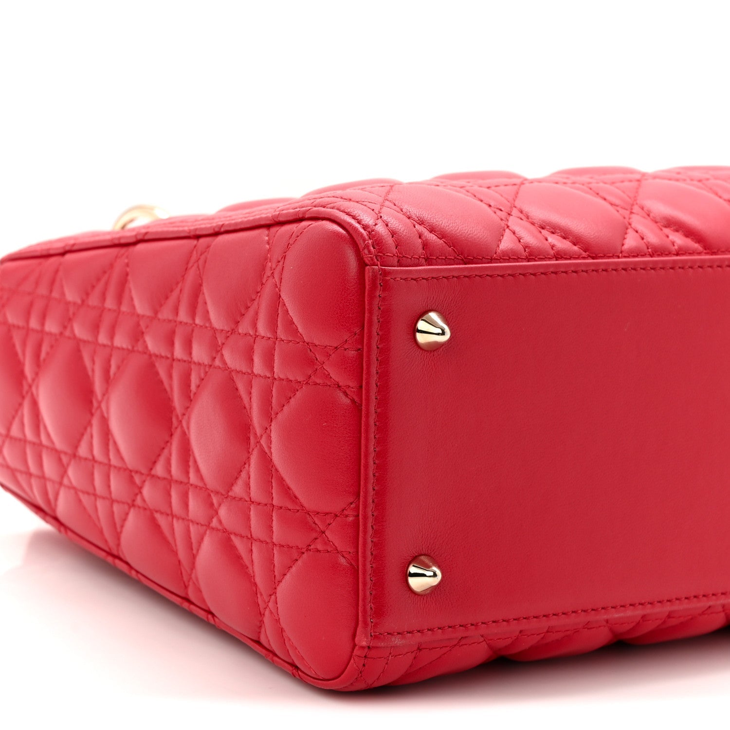 Christian Dior Lambskin Cannage Medium Lady Dior Red