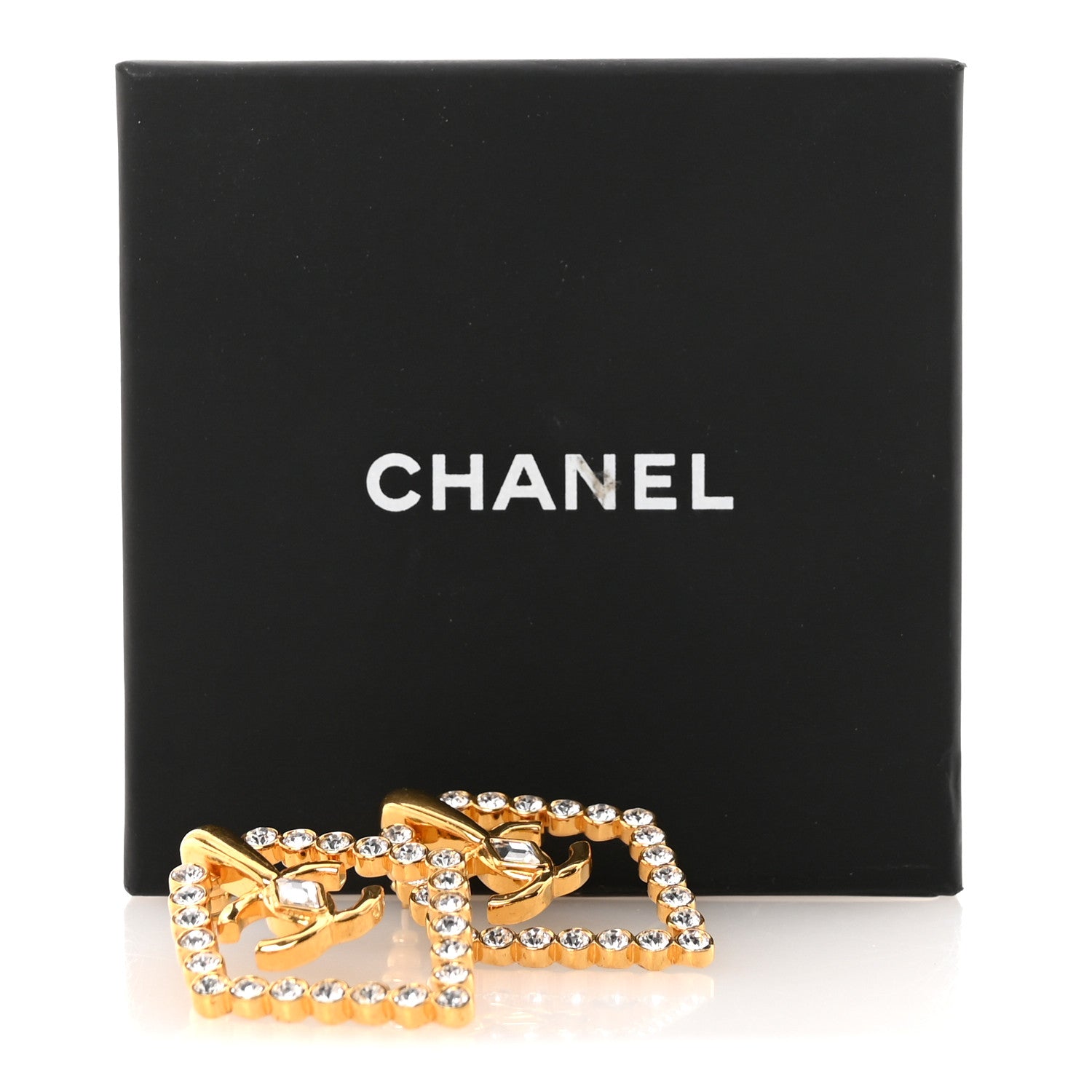 Crystal Diamond CC Earrings Gold
