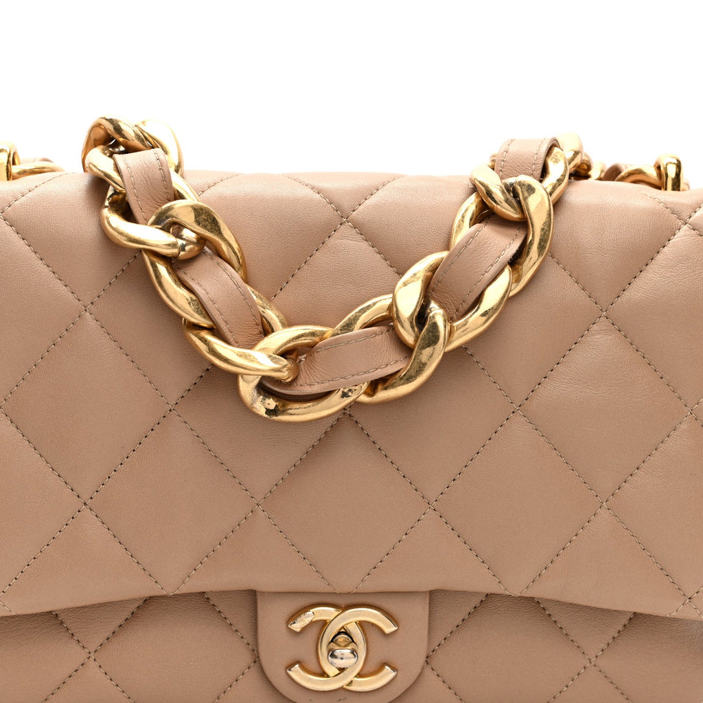 Chanel Lambskin Quilted Large CC Funky Town Flap Beige