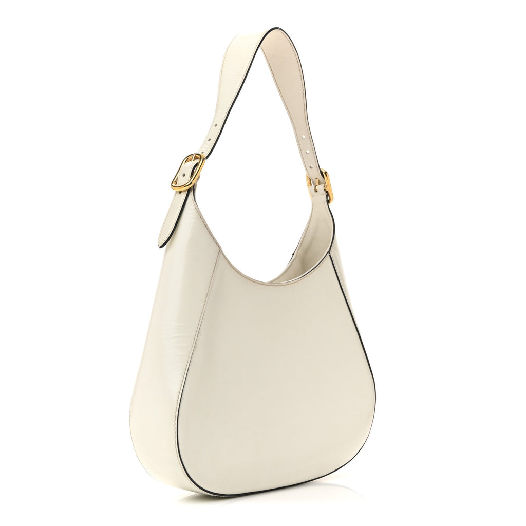 Prada Brushed Calfskin Cleo Adjustable Strap Shoulder Bag White