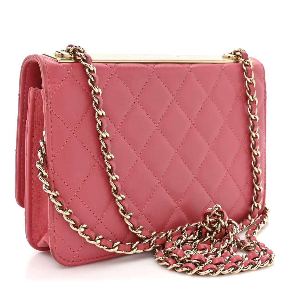 Chanel Lambskin Quilted Trendy CC Wallet On Chain WOC Bright Pink