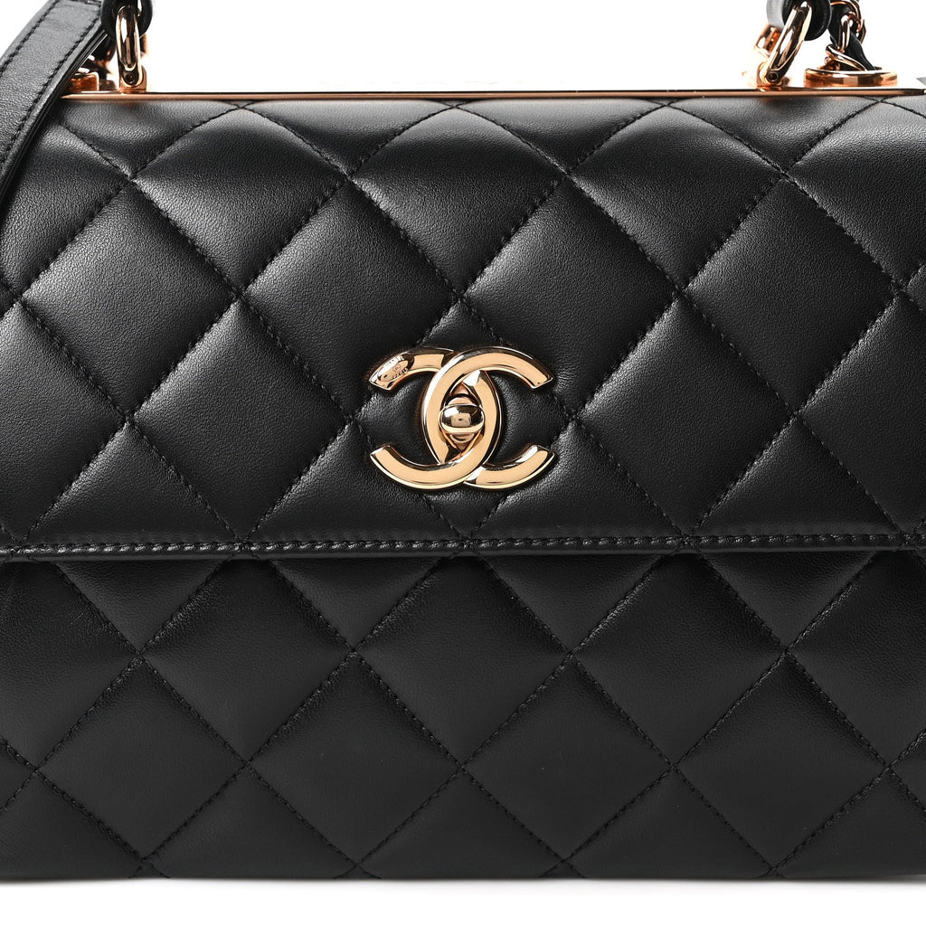 Chanel Lambskin Quilted Small Trendy CC Dual Handle Flap Bag Black