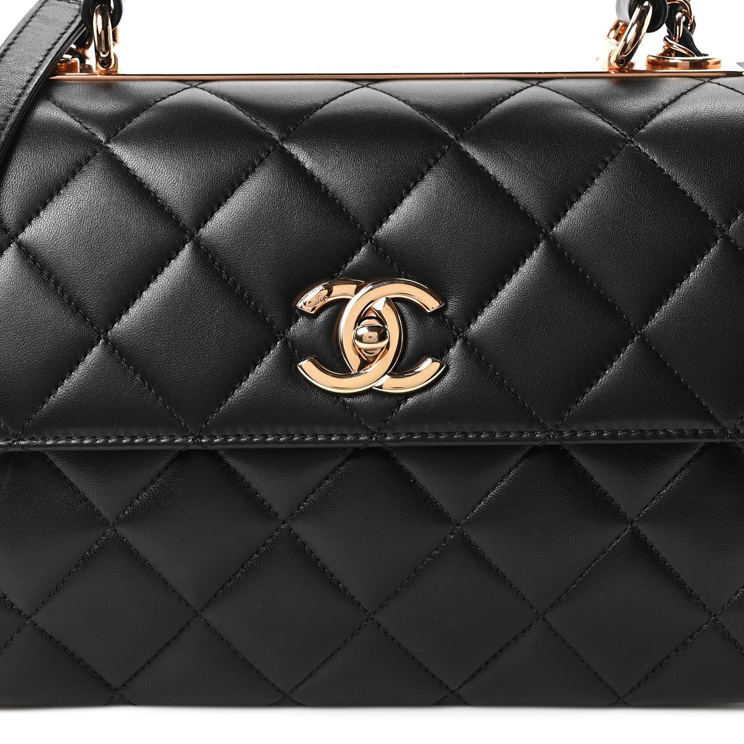 Chanel Lambskin Quilted Small Trendy CC Dual Handle Flap Bag Black