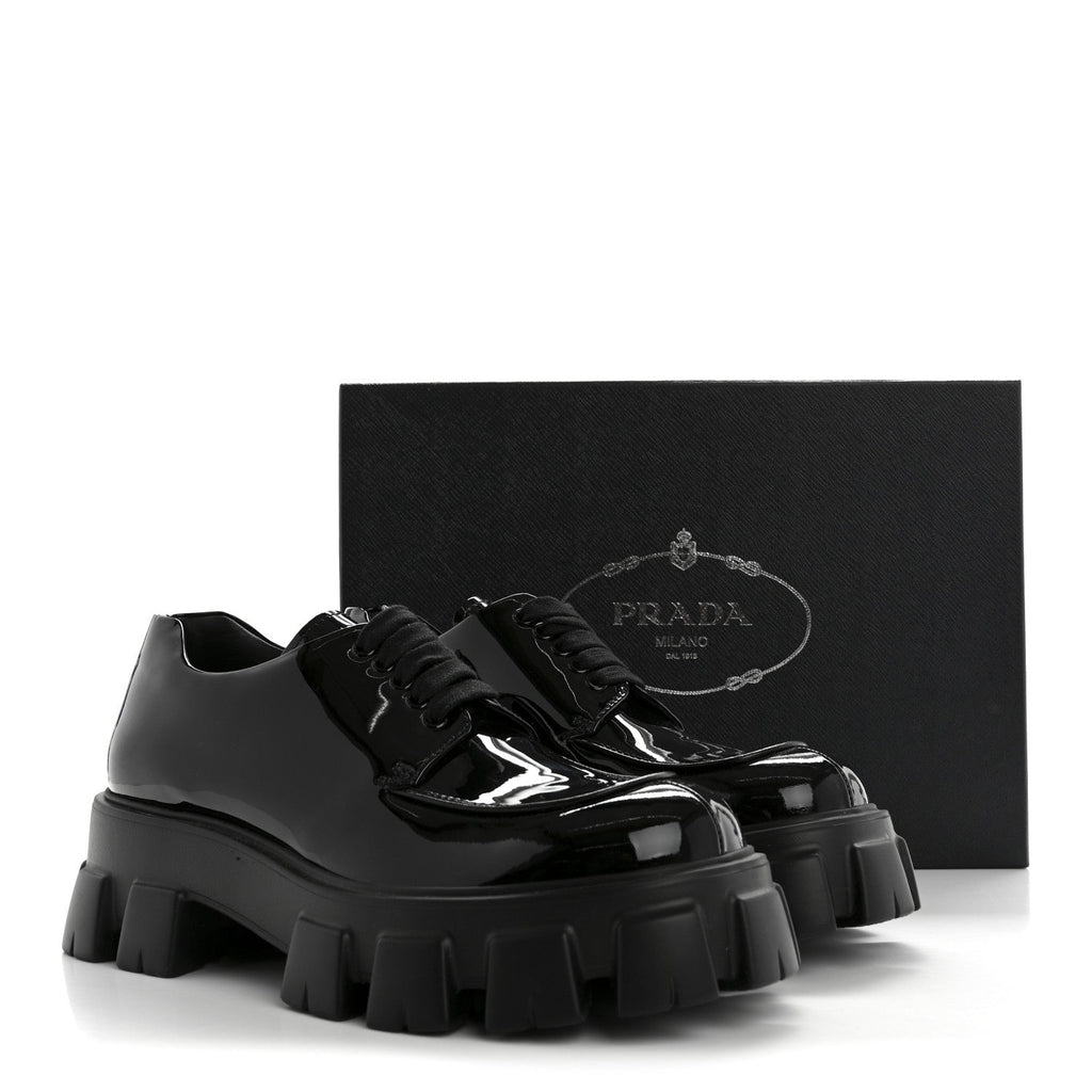 Prada Monolith 55mm Derby Loafers 8 Black