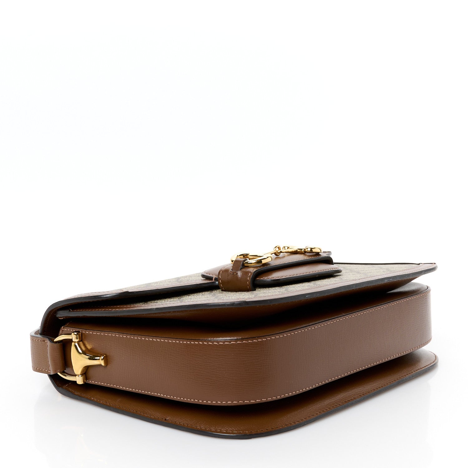 Gucci GG Supreme Monogram Azalea Calfskin Horsebit 1955 Shoulder Bag Beige Brown Sugar