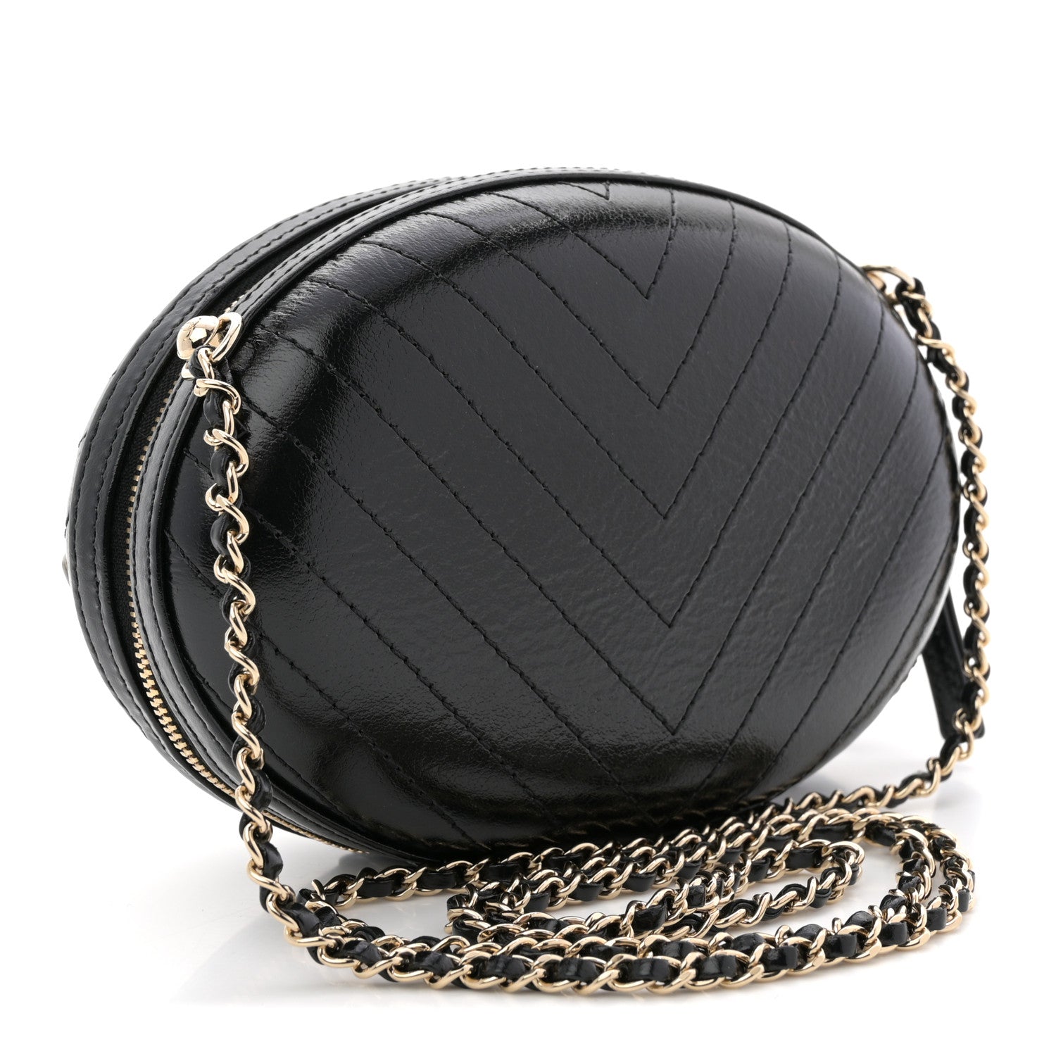 Chanel Lambskin Embroidered Chevron Quilted La Pausa Tassel Clutch Black