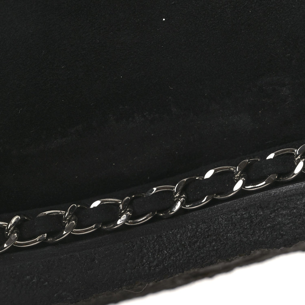 Kid Suede Shearling Womens Cap Toe Chain Short Boots 38 Black