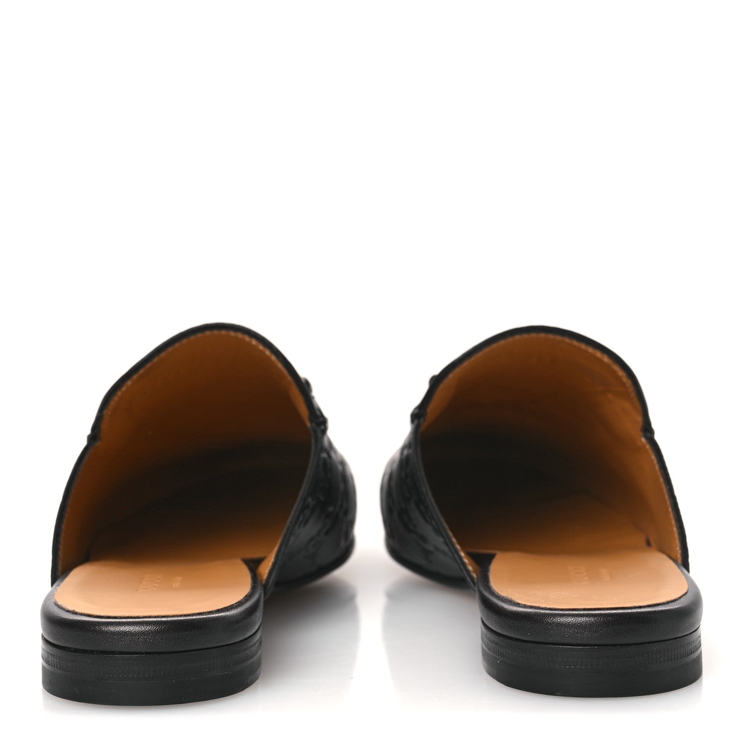 Gucci Glamour Calfskin Guccissima Womens Princetown Slippers 37 Black