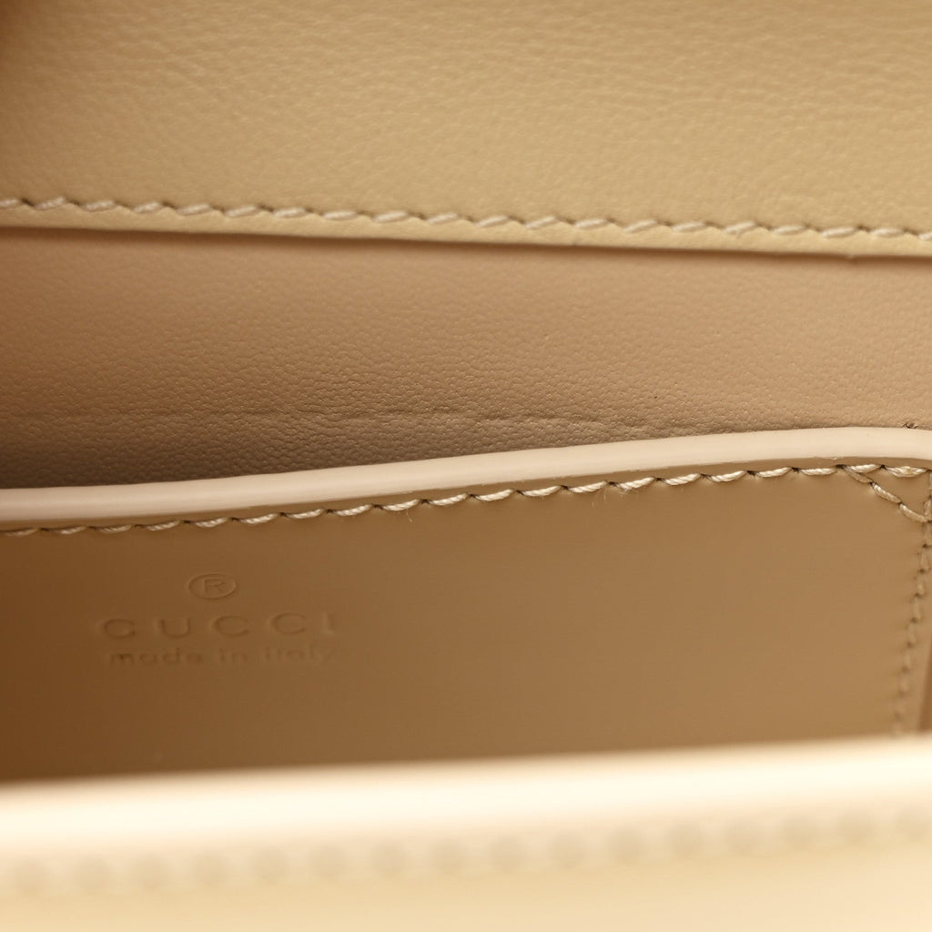 Gucci Patent Calfskin GG Half Moon Top Handle Bag Beige