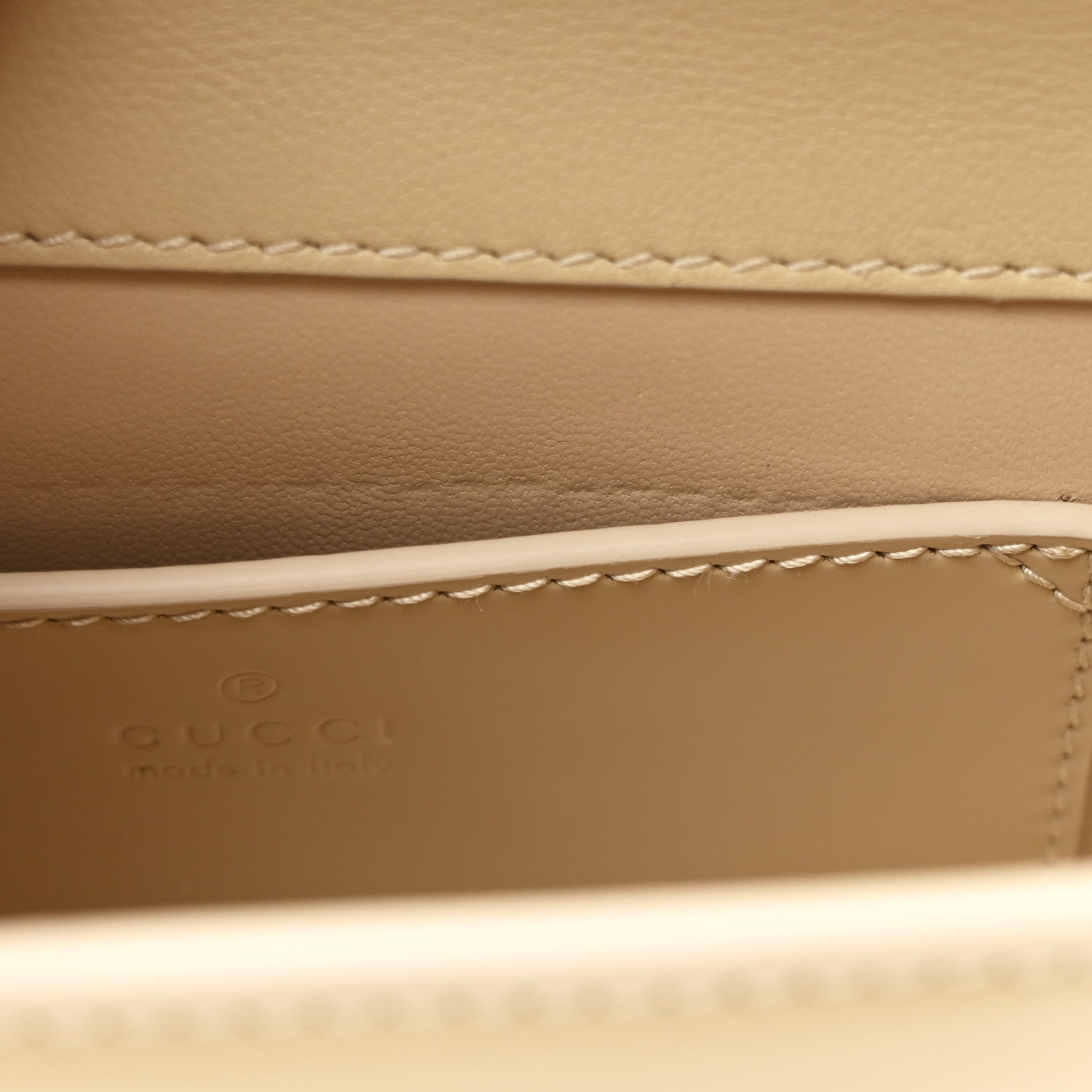 Gucci Patent Calfskin GG Half Moon Top Handle Bag Beige
