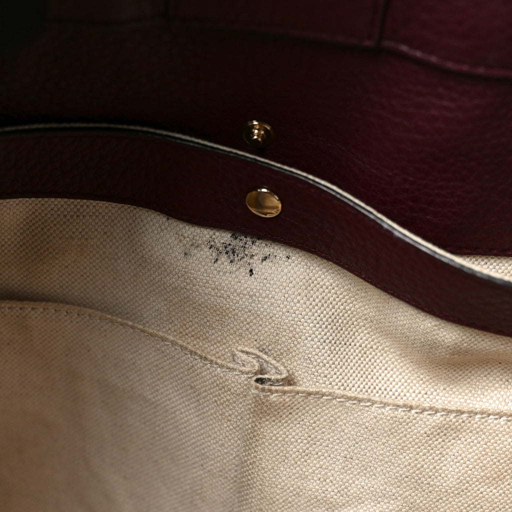 Gucci Pebbled Calfskin Large Bamboo Shopper Tote Burgundy