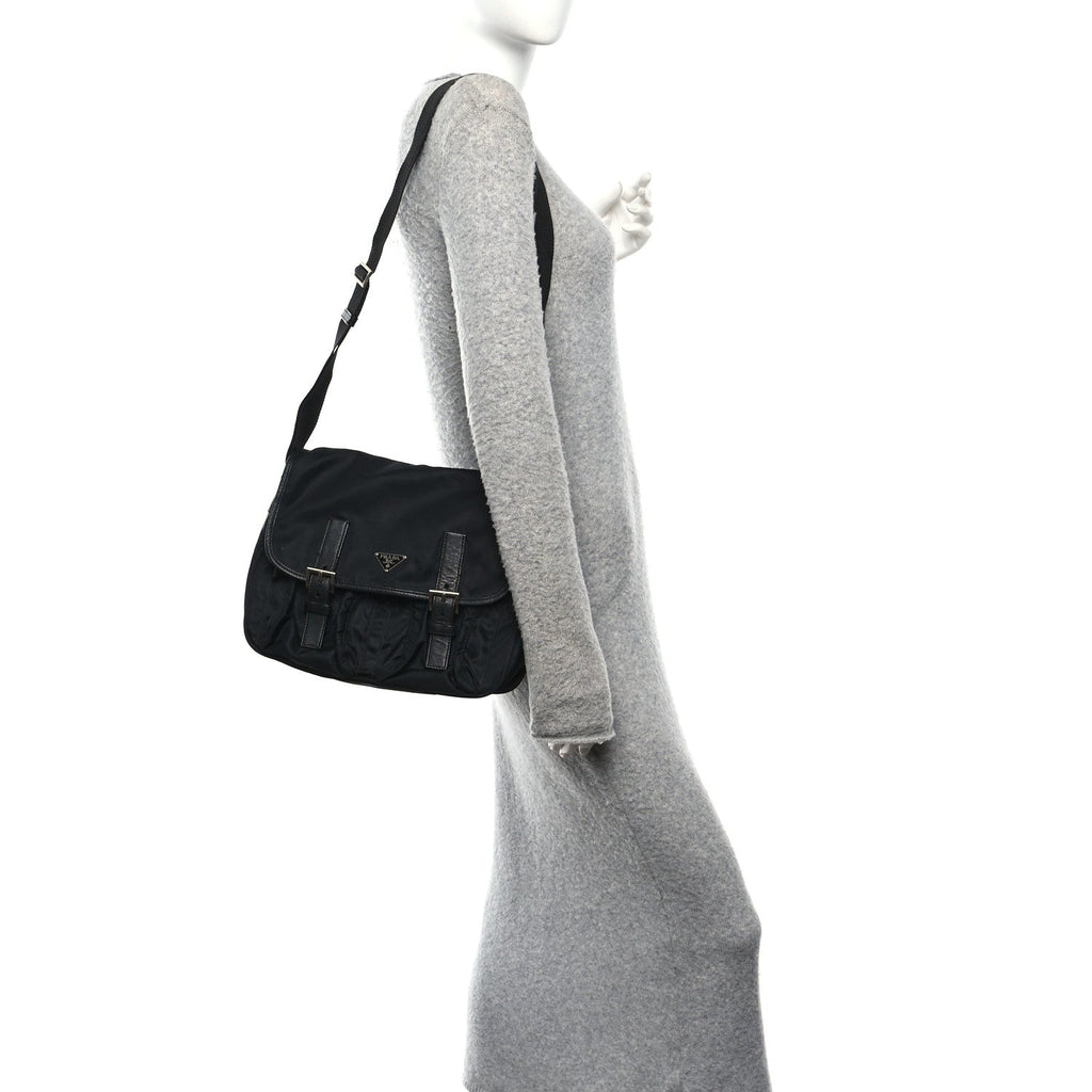 Prada Tessuto Nylon Messenger Bag Black