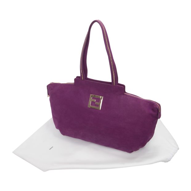 FENDI Suede Gold Zip Detail Shopper