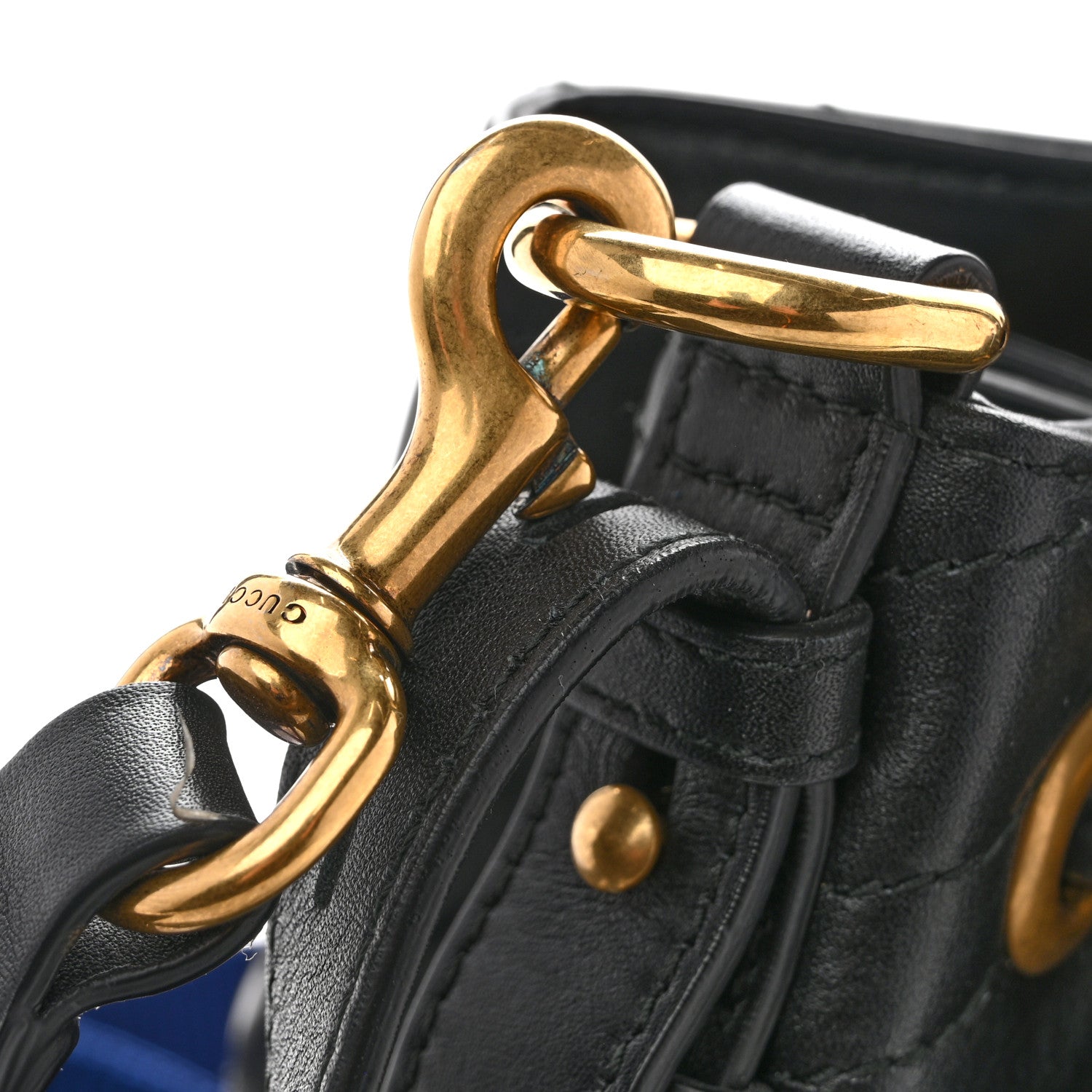 Gucci Calfskin Matelasse Sylvie Web GG Marmont Bucket Bag Black
