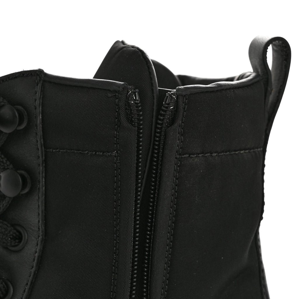 Prada Spazzolato Re-Nylon Metal Triangle Logo 110mm Ankle Boots 40 Black