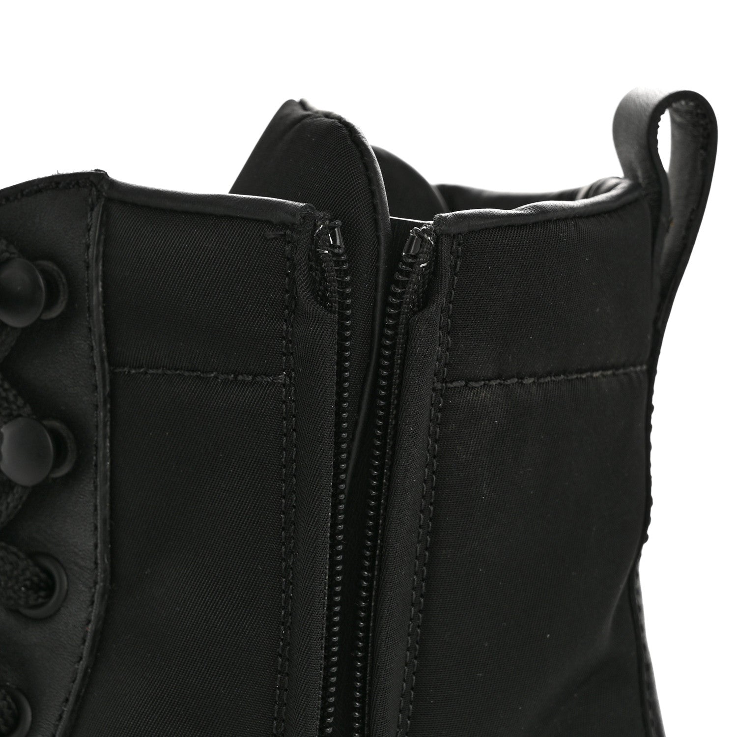 Prada Spazzolato Re-Nylon Metal Triangle Logo 110mm Ankle Boots 40 Black