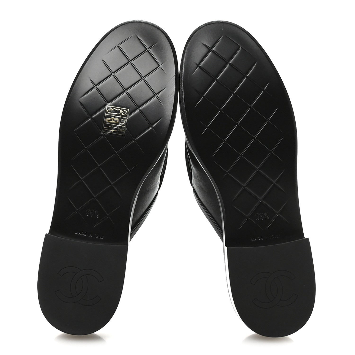 Lambskin Quilted CC Turnlock Mules 36.5 Black