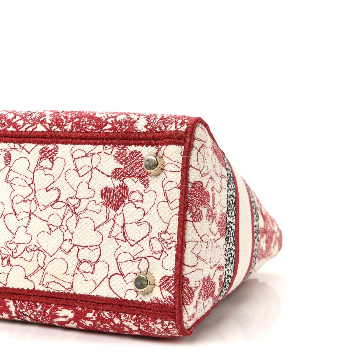 Christian Dior Canvas Embroidered Medium Dioramour D-Royaume Lady D-Lite Red Multicolor