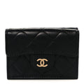 Lambskin Quilted Double Flap Wallet Black