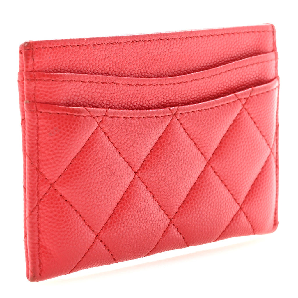 Caviar Quilted Card Holder Red