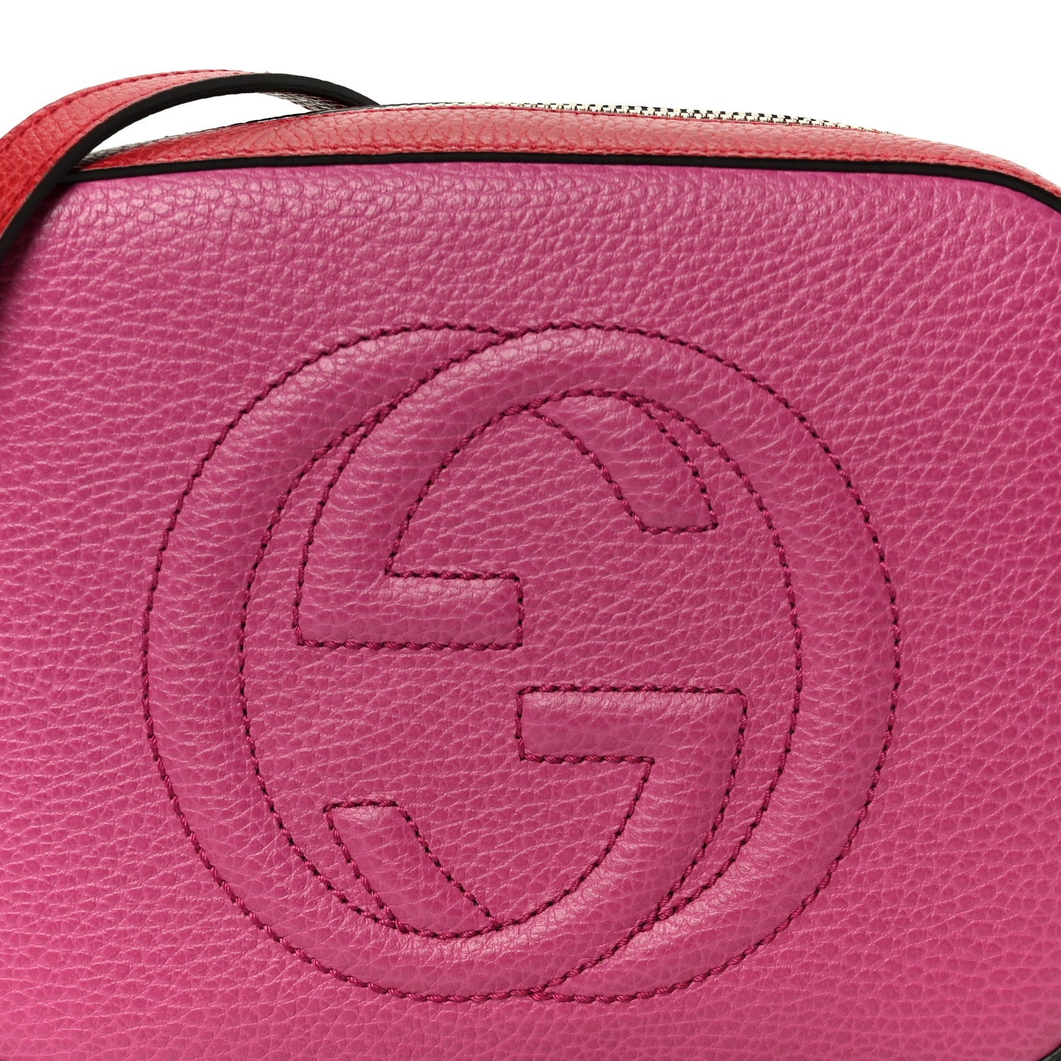 Gucci Dollar Calfskin Bi-Color Small Soho Disco Bag New Rosette Hibiscus Red