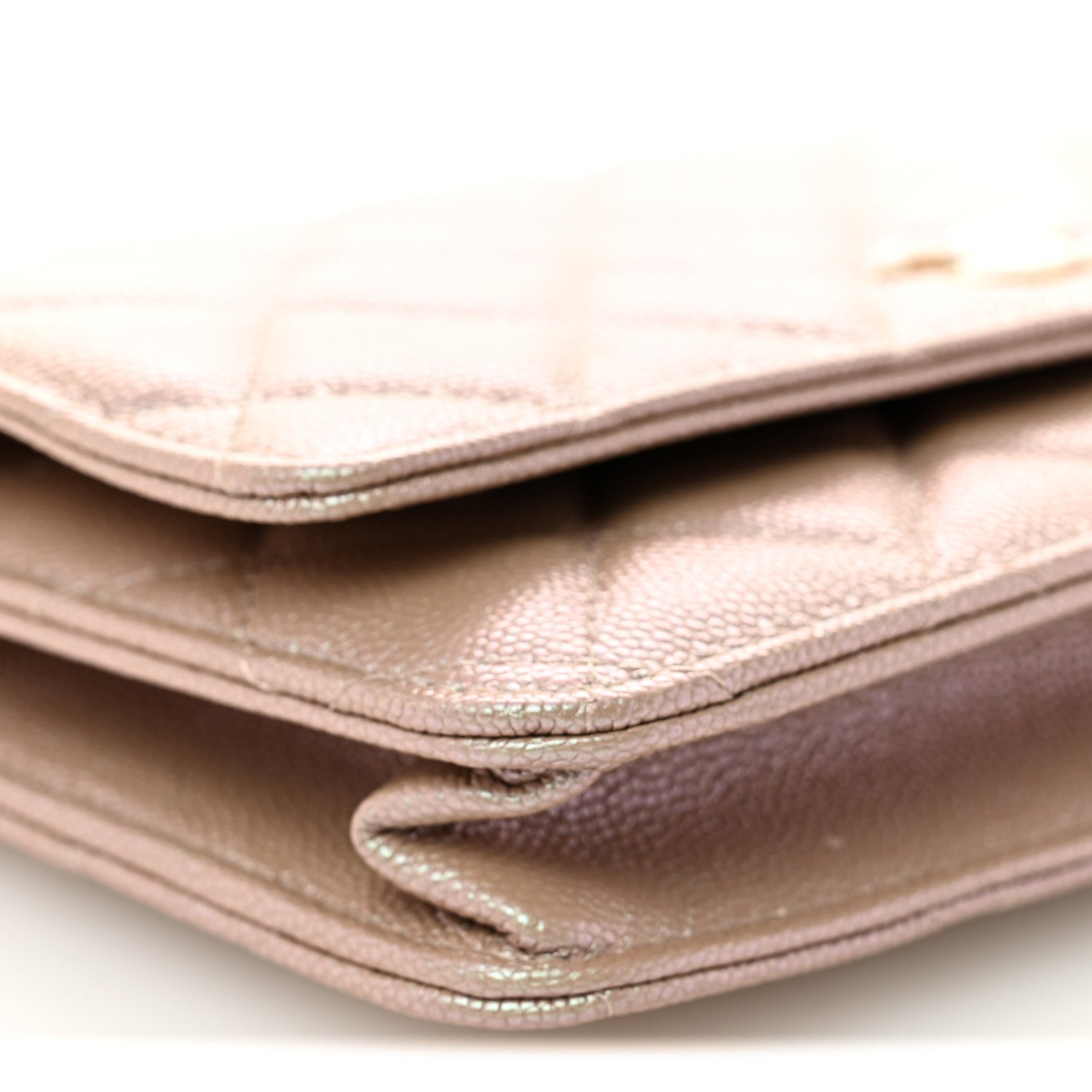 Chanel Iridescent Caviar Quilted Wallet on Chain WOC Beige