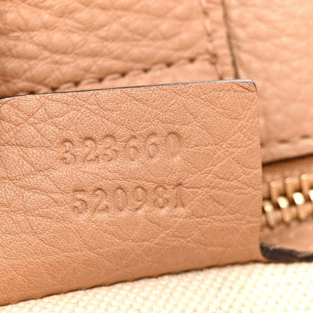 Gucci Pebbled Calfskin Medium Bamboo Shopper Tote Camelia