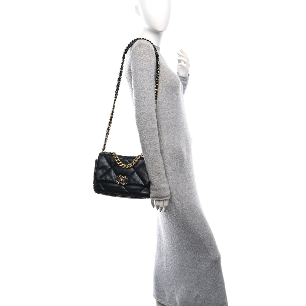 Chanel Lambskin Quilted Medium Chanel 19 Flap Black