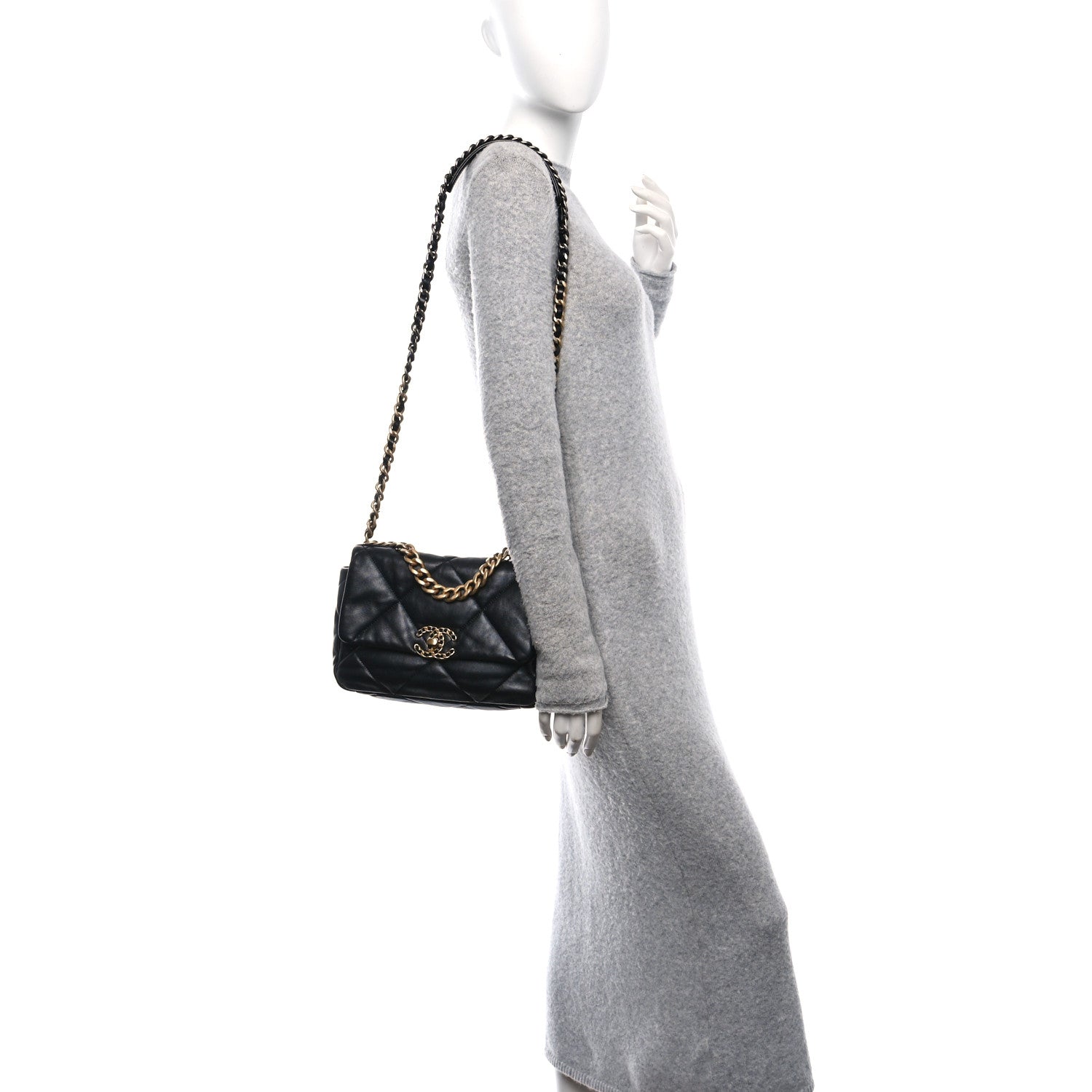 Chanel Lambskin Quilted Medium Chanel 19 Flap Black