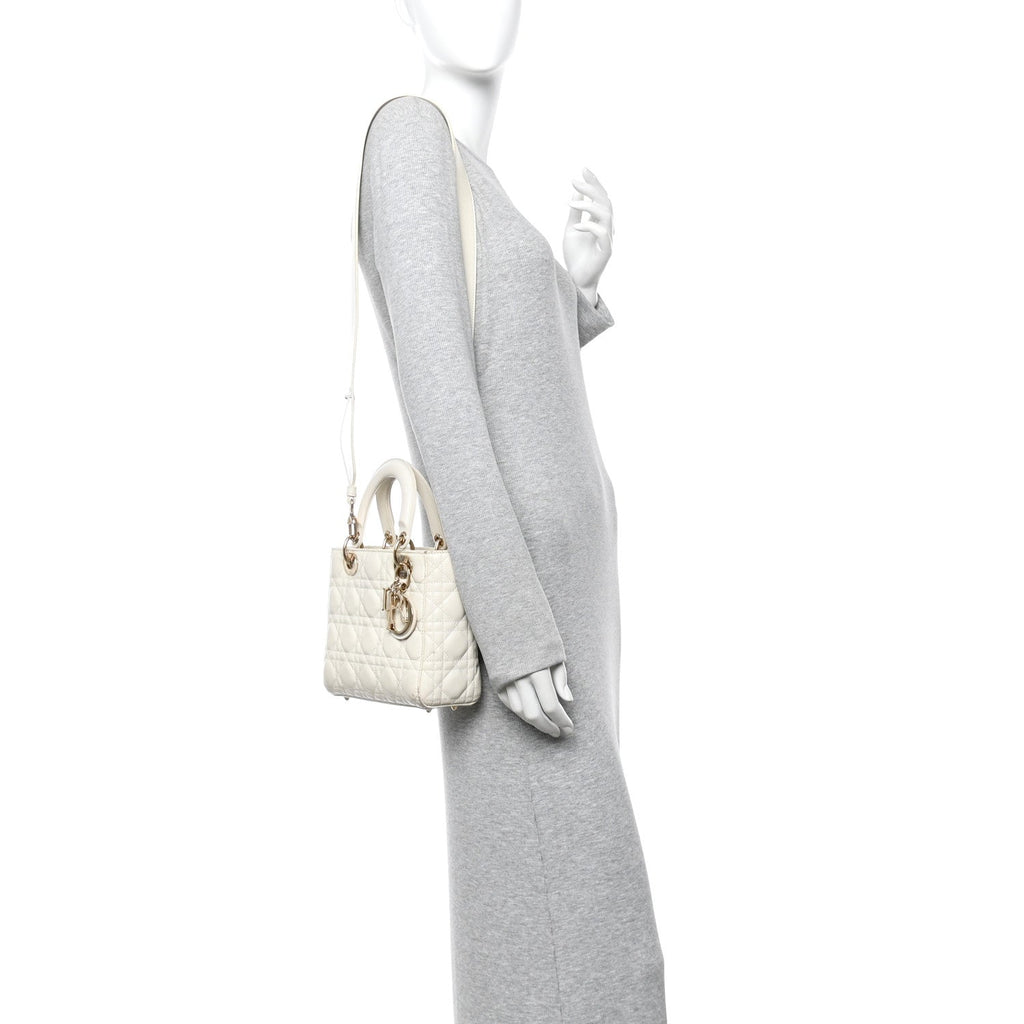 Christian Dior Lambskin Cannage Small My ABCDior Lady Dior White