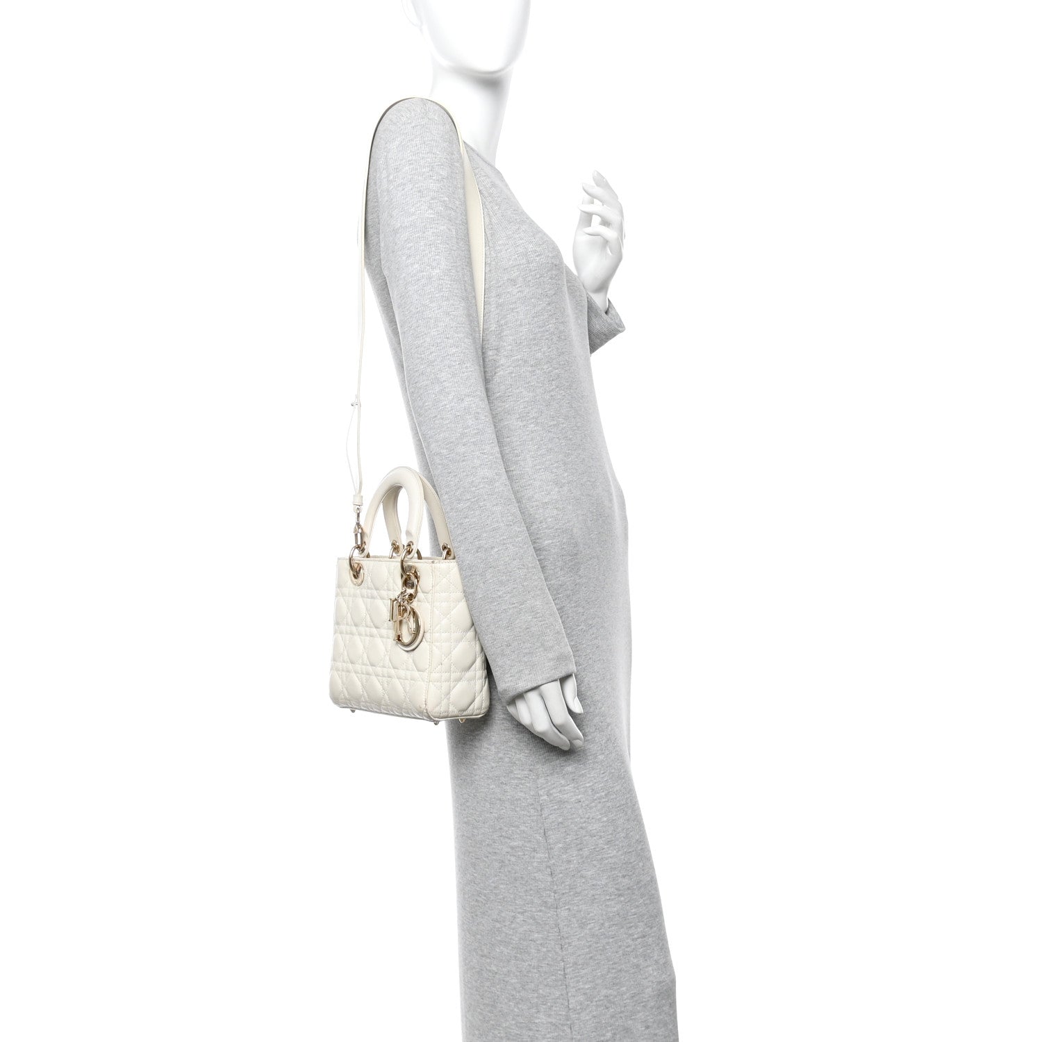 Christian Dior Lambskin Cannage Small My ABCDior Lady Dior White