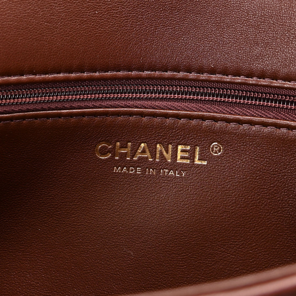 Chanel Shearling Lambskin Quilted Furry Coco Flap Beige Dark Brown