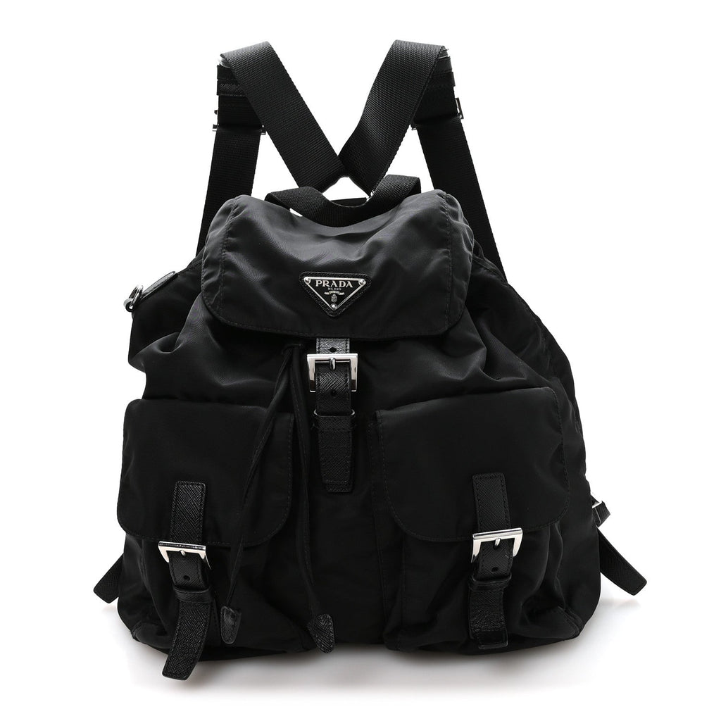 Prada Re-Nylon Vela Saffiano Medium Backpack Black