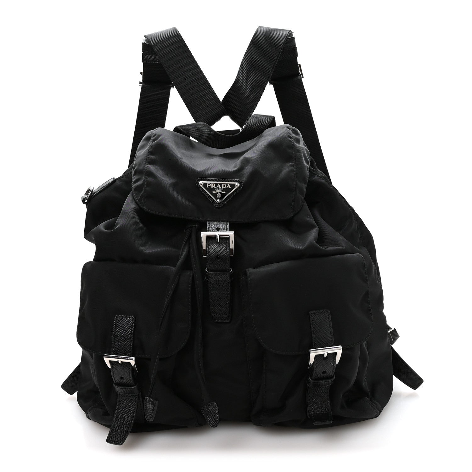 Prada Re-Nylon Vela Saffiano Medium Backpack Black