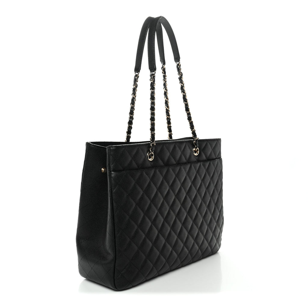 Chanel Caviar Quilted Large CC Shopping Tote Black