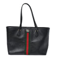 Gucci Textured Calfskin Web Medium Ophidia Shopping Tote Black