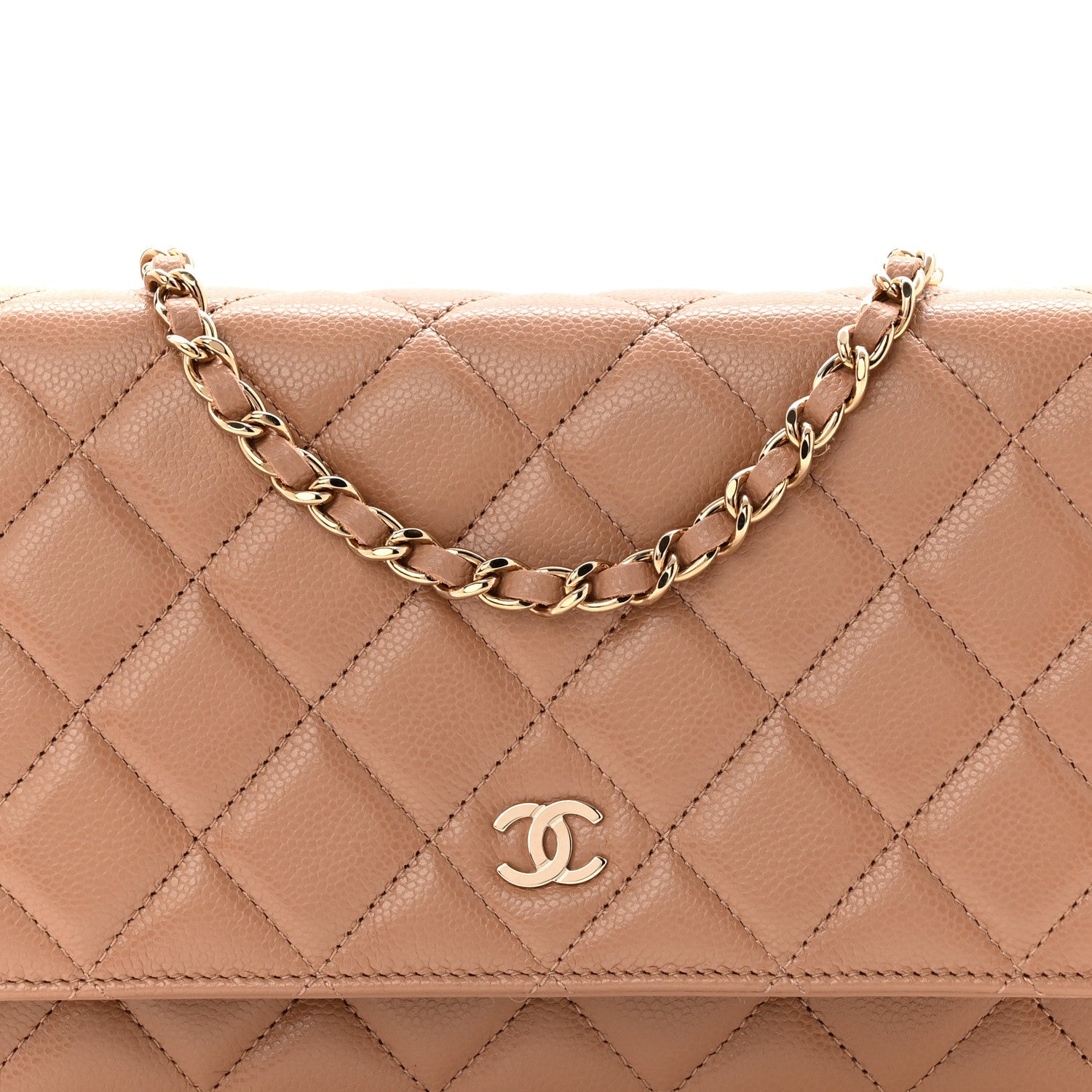 Chanel Caviar Quilted Wallet on Chain WOC Dark Beige
