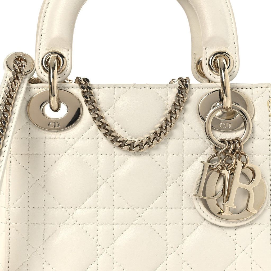 Christian Dior Lambskin Cannage Mini Lady Dior White