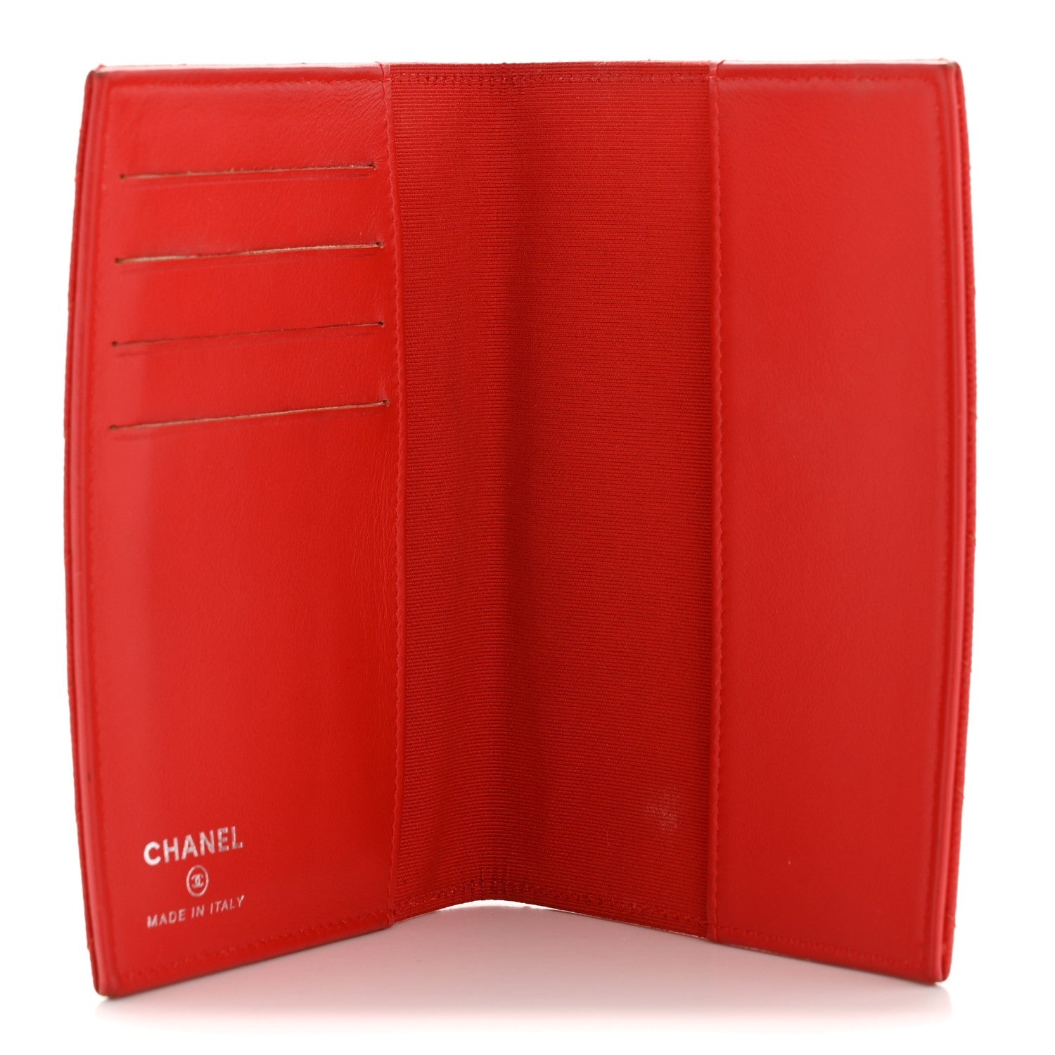 Caviar Chevron Quilted Passport Holder Red