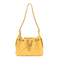 Chanel Suede Quilted Mini Chanel 25 Handbag Yellow