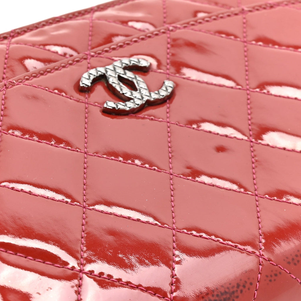 Chanel Patent Quilted Brilliant Wallet On Chain WOC Coral