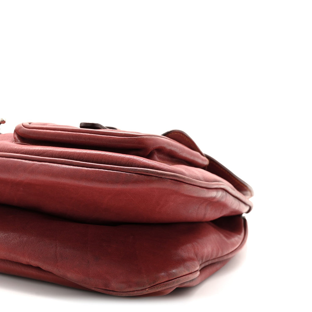Christian Dior Calfskin Large Gaucho Double Saddle Bag Red