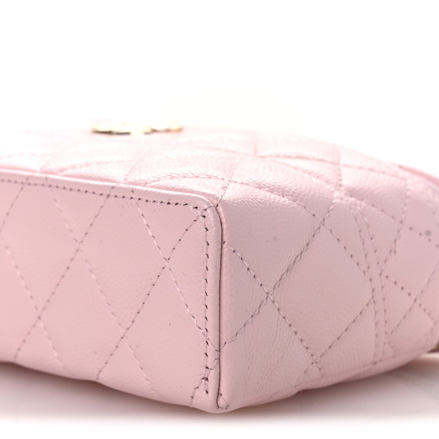 Caviar Quilted Top Handle Slim Vanity With Chain Light Pink